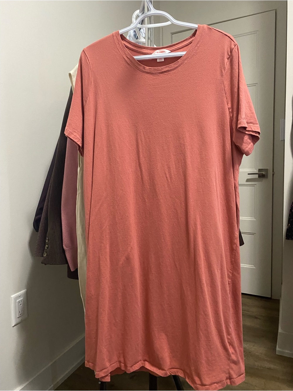 Joe Fresh Coral Midi T-Shirt Dress